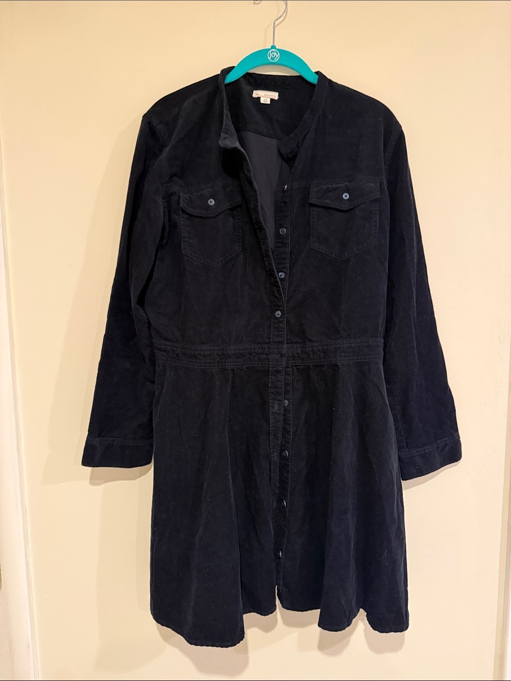 Gap Navy Corduroy Button-Front Shirt Dress Size 14